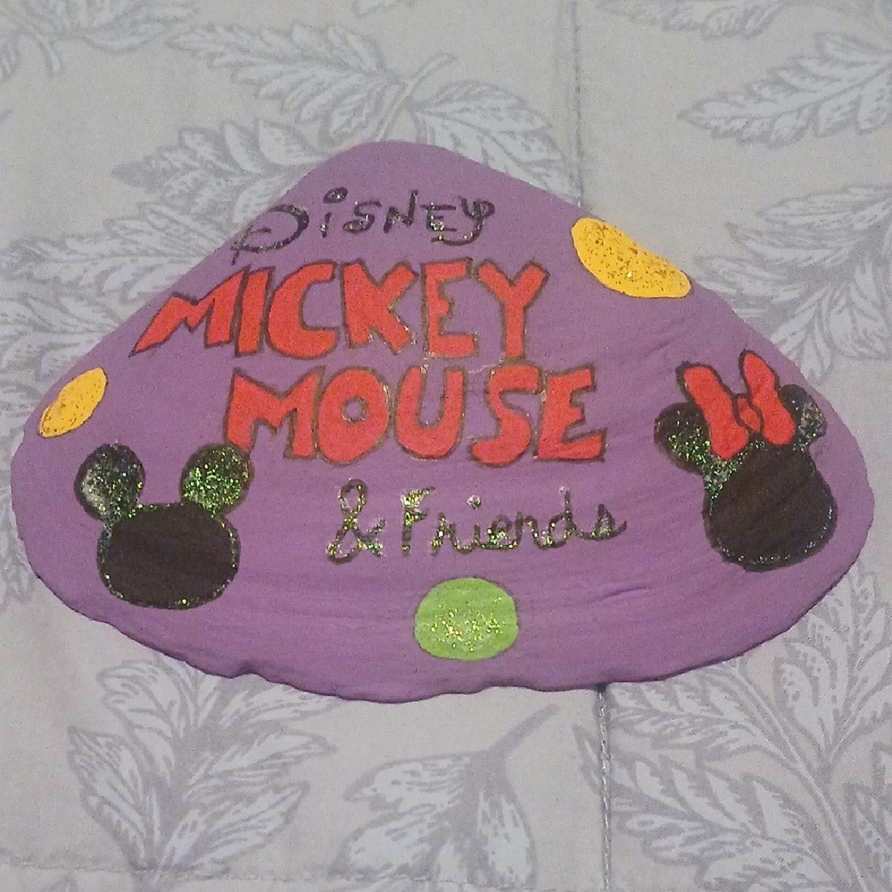 Disney Purple Hand Painted Sea Shell with Mickey Mouse & Friends